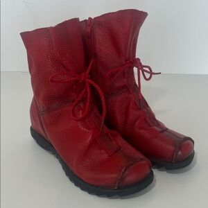 Red Leather Ankle Boots